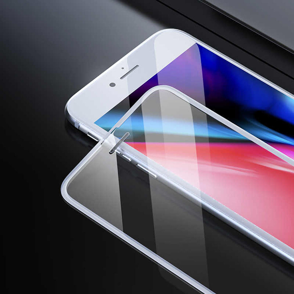 Apple iPhone 8 Uyumlu Anti-Dust Glass Temperli Ekran Koruyucu Beyaz