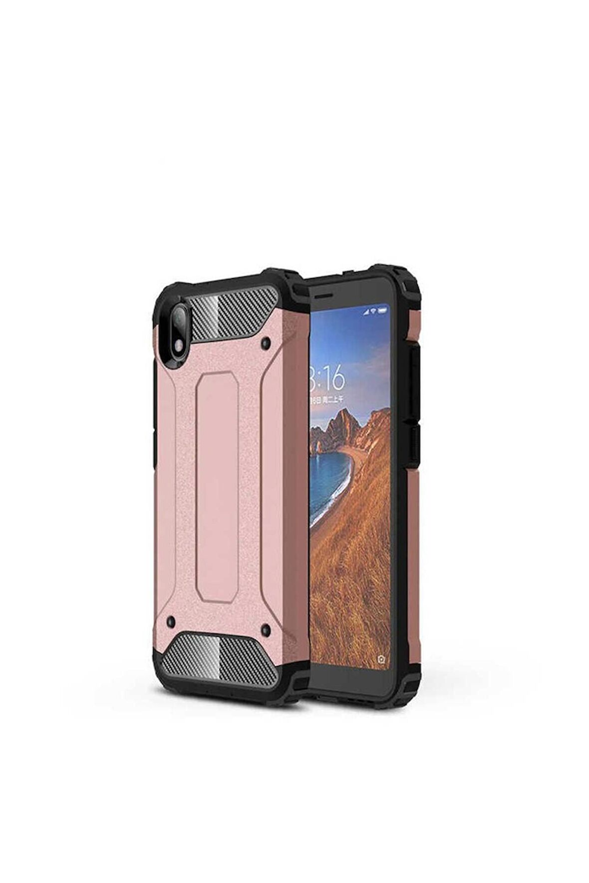 Xiaomi Redmi 7A Uyumlu Kılıf Crash Silikon Kapak Rose Gold