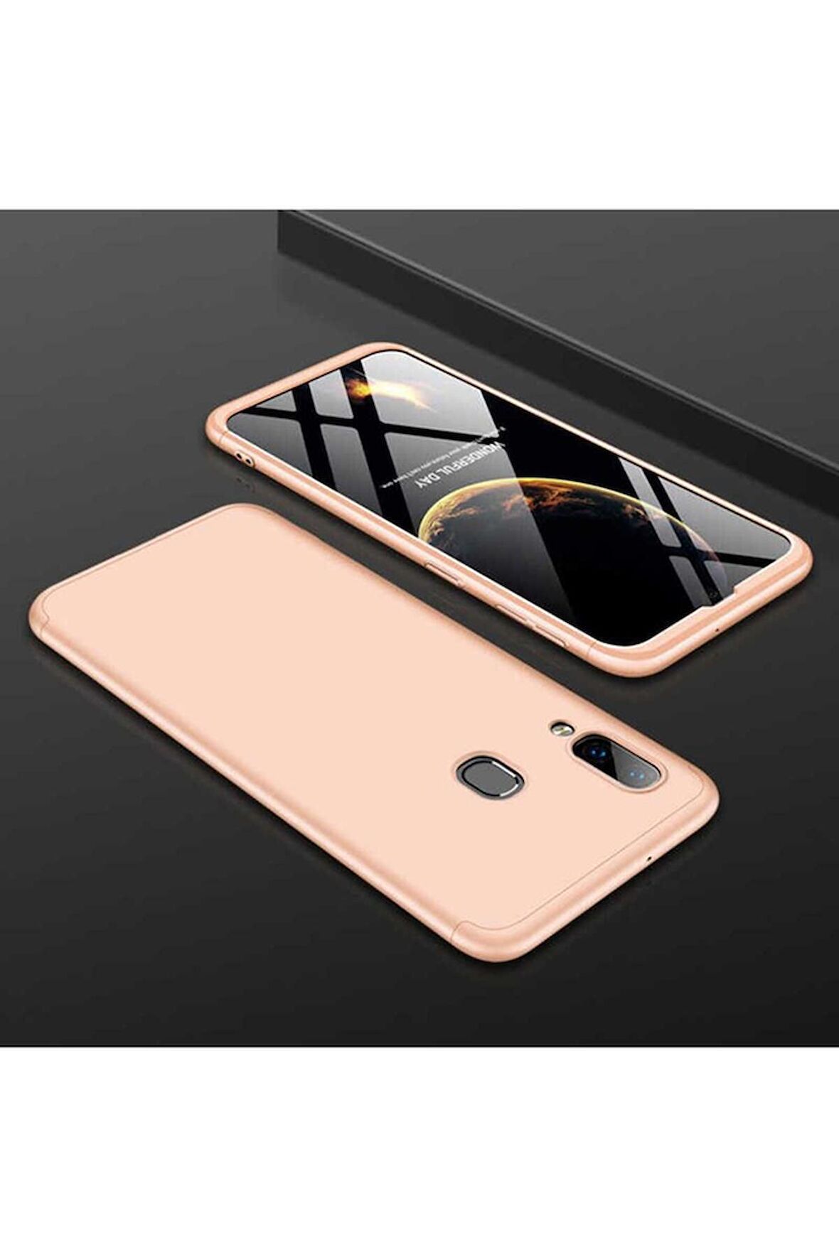 Samsung Galaxy A20 Uyumlu Kılıf Ays Kapak Gold
