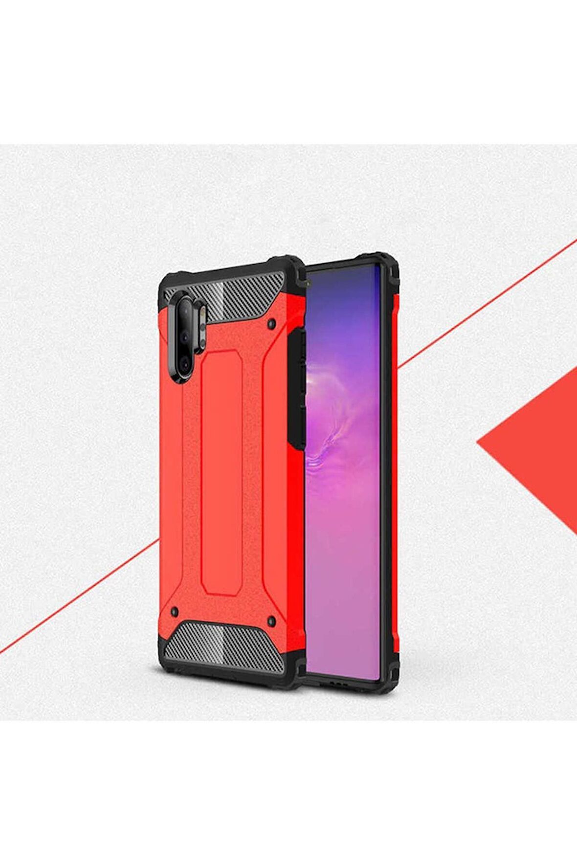 Samsung Galaxy Note 10 Plus Uyumlu Kılıf Crash Silikon Kapak Kırmızı