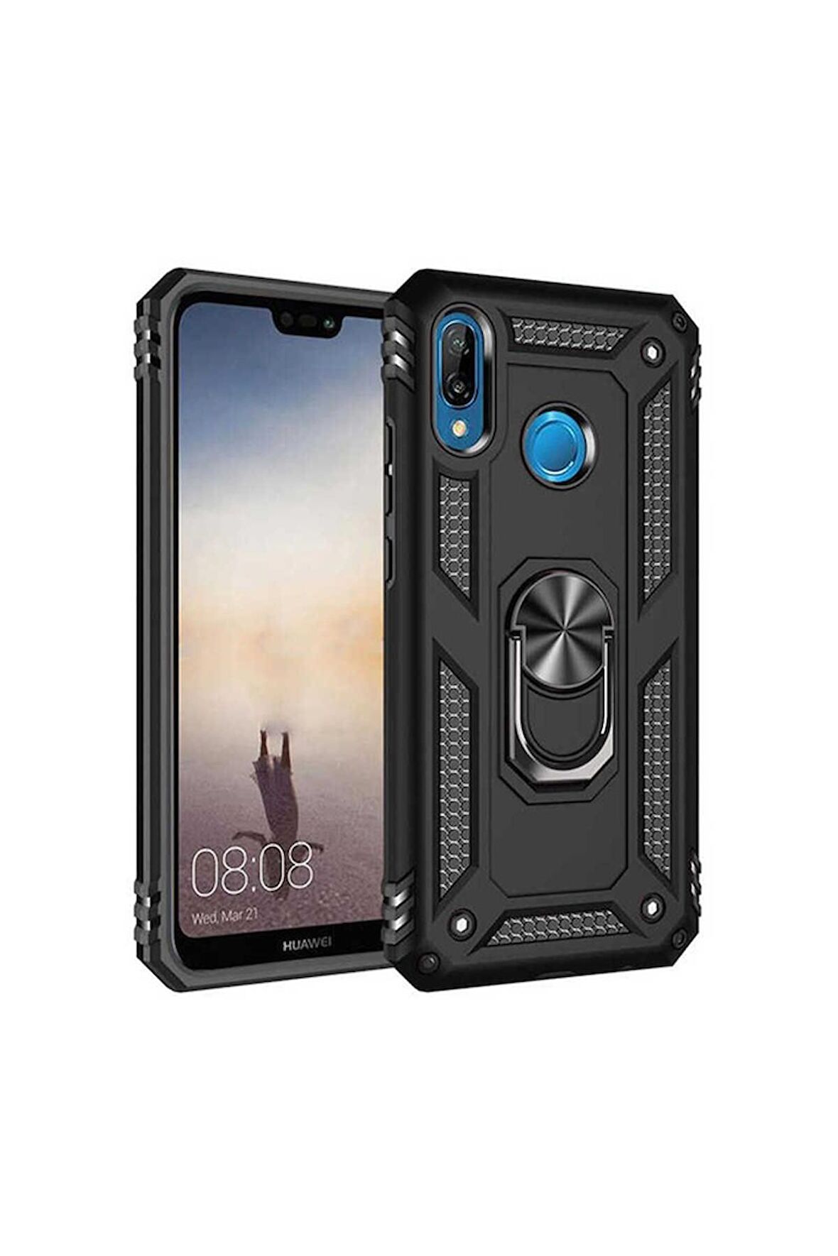 Huawei P20 Lite Uyumlu Kılıf Vega Kapak Siyah