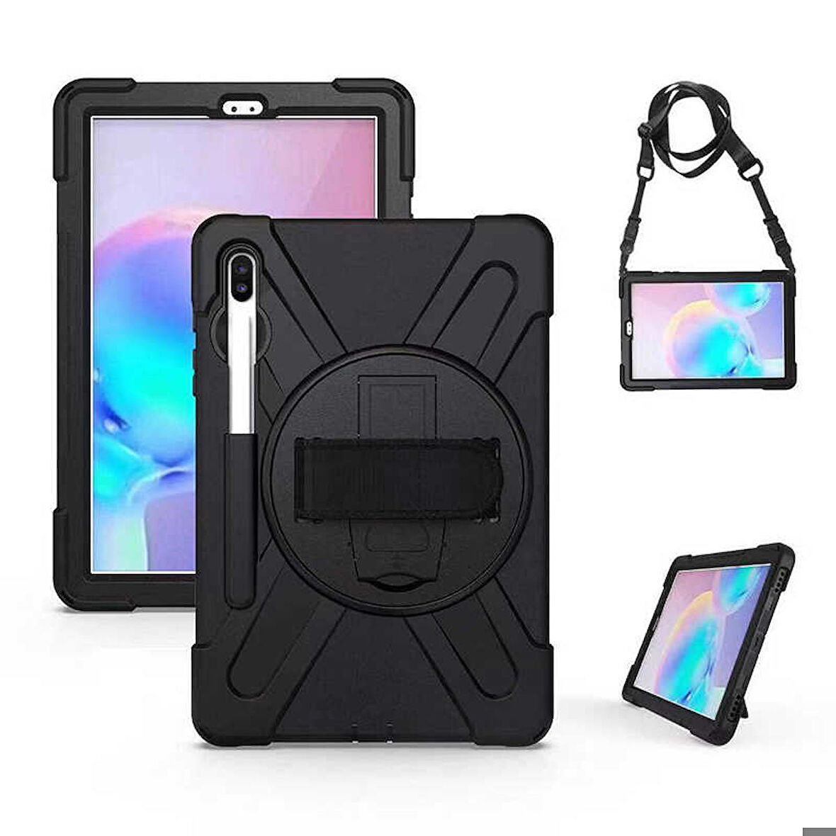 Samsung Galaxy Tab S6 T860 Uyumlu Tablet Kılıfı Sert PC Zırhlı Defender Kılıf