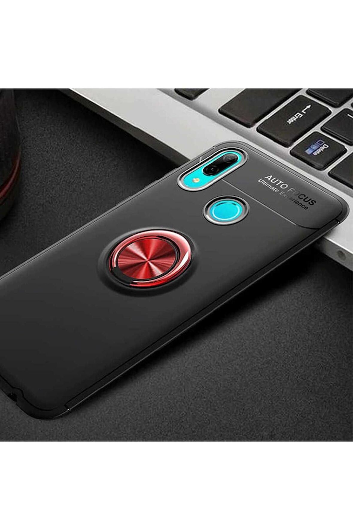Huawei Y6 2019 Uyumlu Kılıf Ravel Silikon Kapak Siyah-Kırmızı