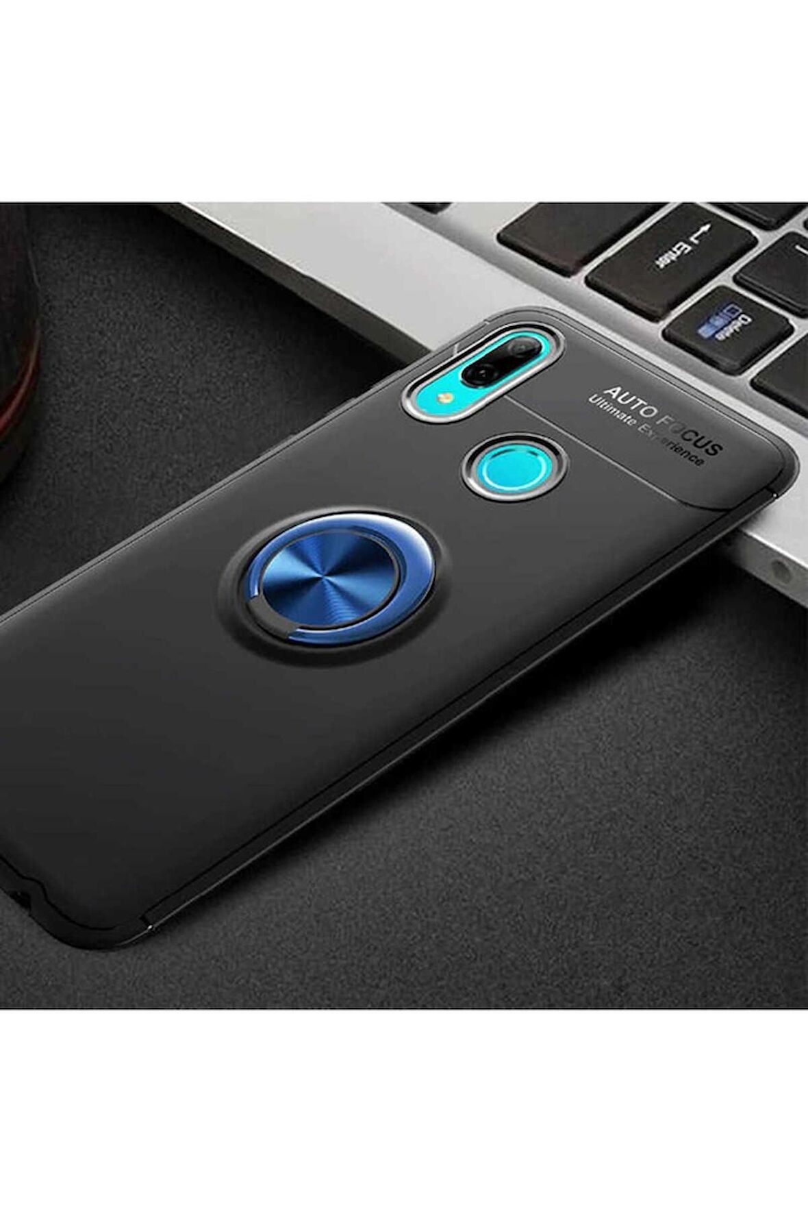 Huawei Y6 2019 Uyumlu Kılıf Ravel Silikon Kapak Siyah-Mavi