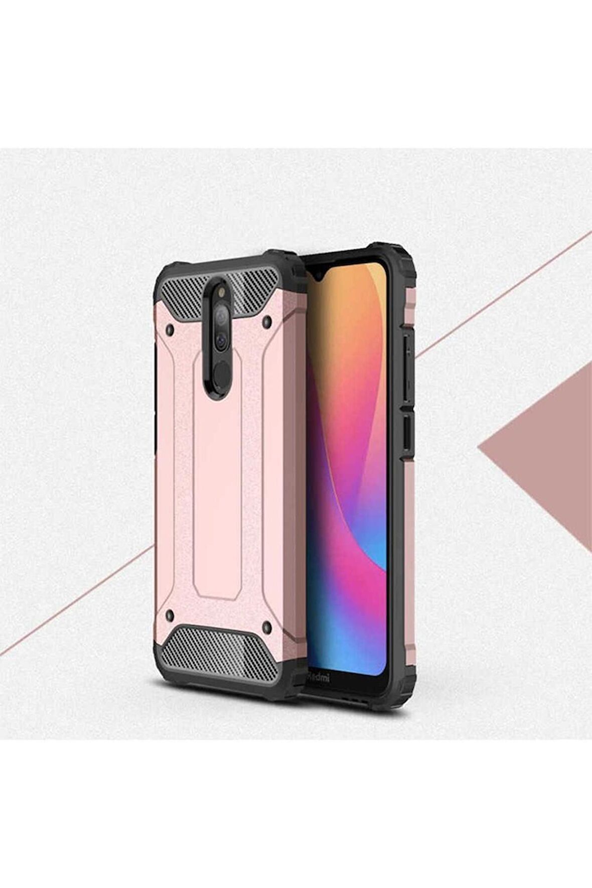 Xiaomi Redmi 8 Uyumlu Kılıf Crash Silikon Kapak Rose Gold