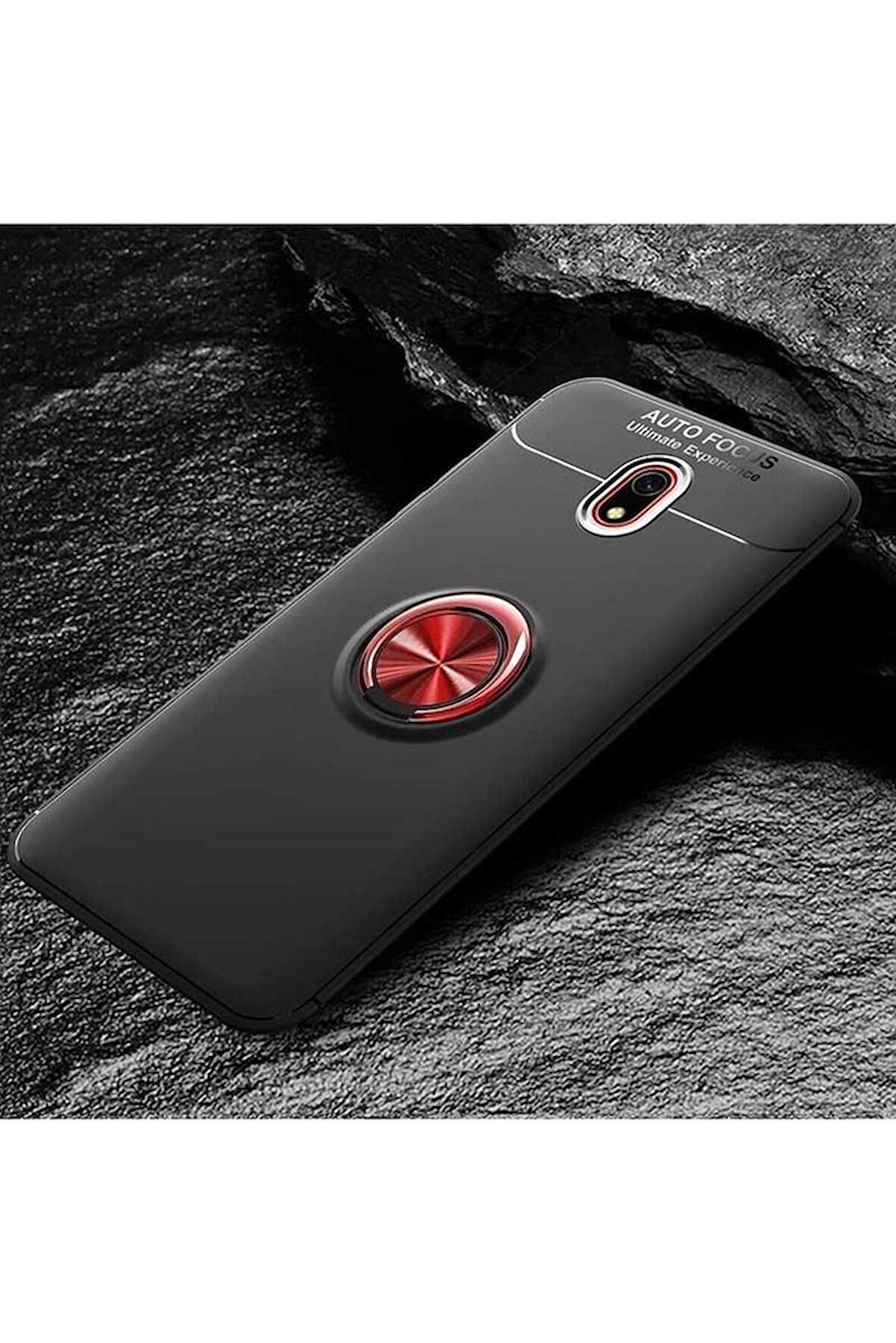 Xiaomi Redmi 8A Uyumlu Kılıf Ravel Silikon Kapak Siyah-Kırmızı