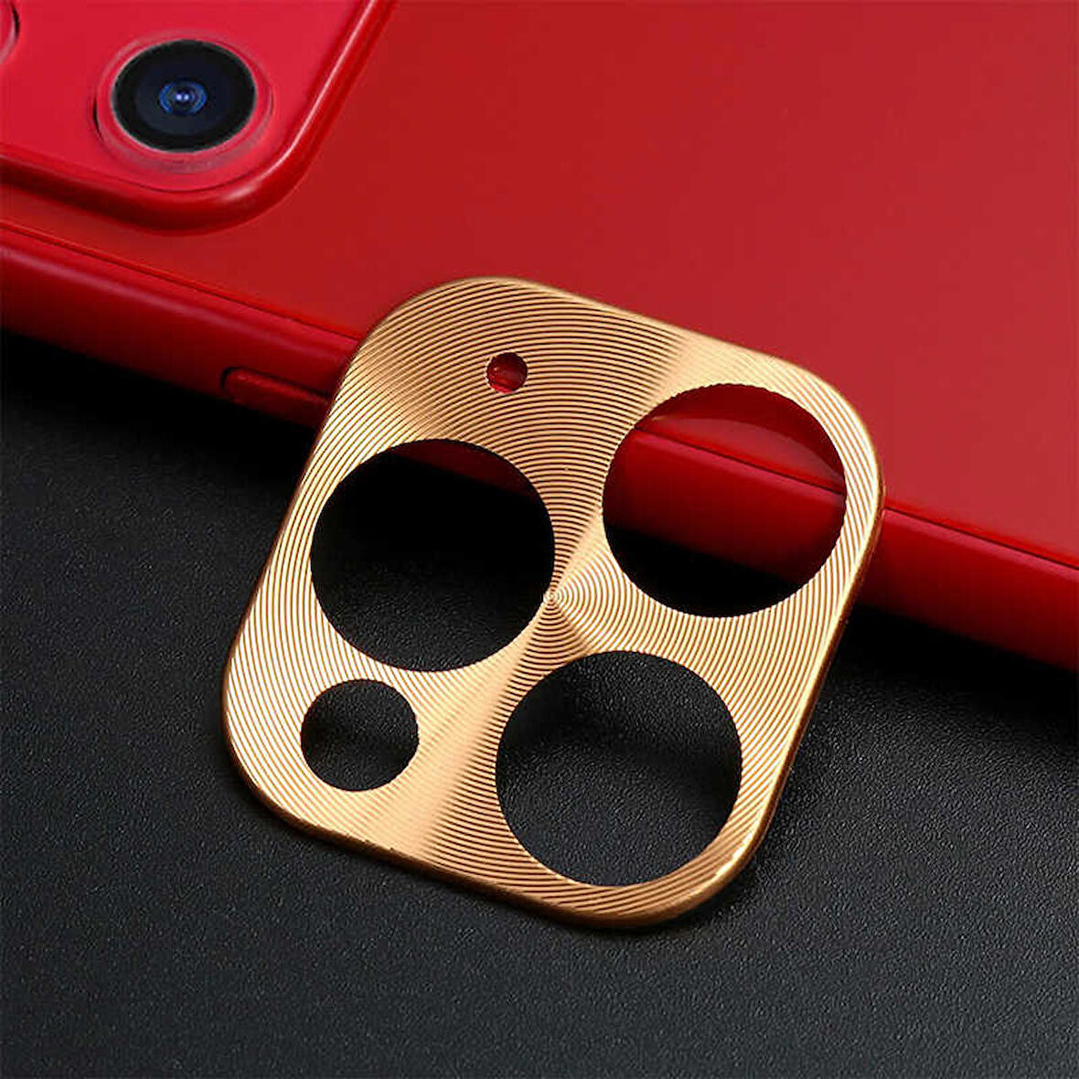 Apple iPhone 11 Pro Max Uyumlu Metal Kamera Koruyucu Gold