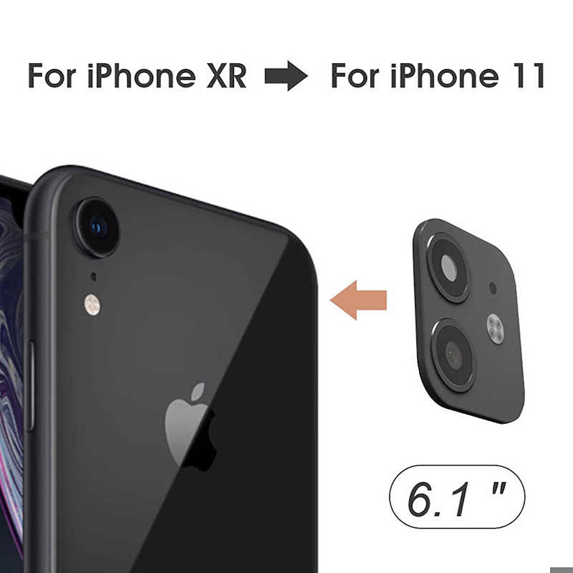 Apple iPhone XR Uyumlu CP-03 iPhone 11 Kamera Lens Dönüştürücü Siyah