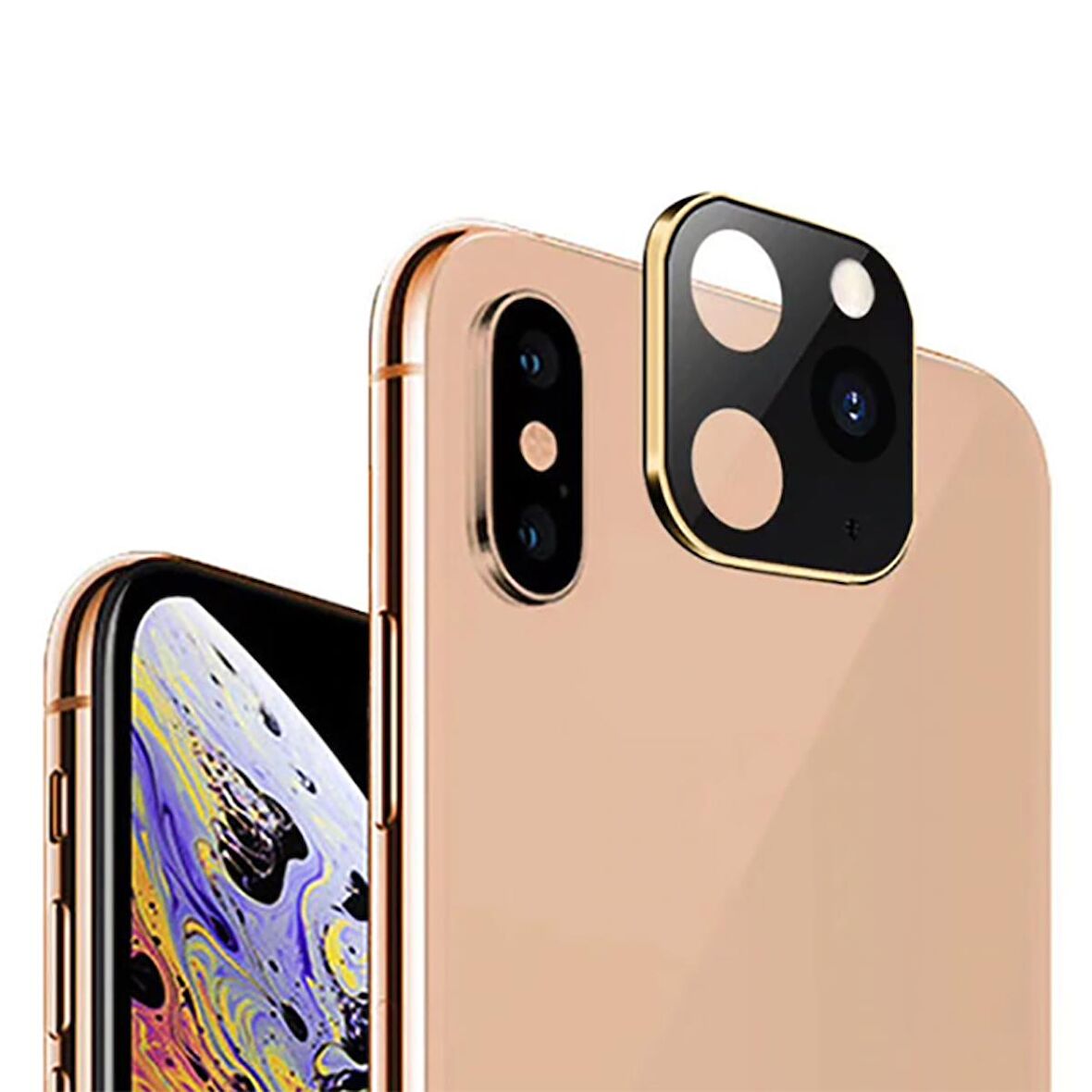 Apple iPhone X Uyumlu CP-03 iPhone 11 Pro Max Kamera Lens Dönüştürücü Gold