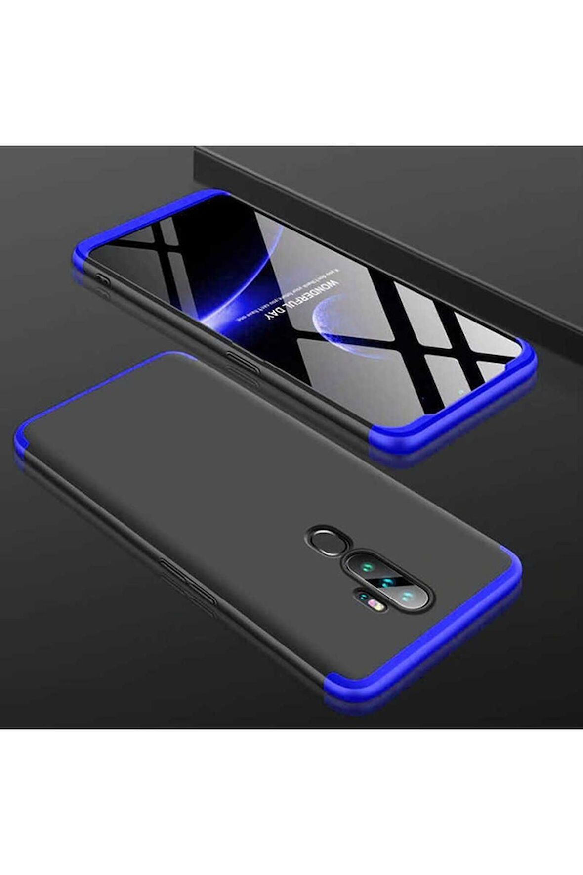 Oppo A5 2020 Uyumlu Kılıf Ays Kapak Siyah-Mavi