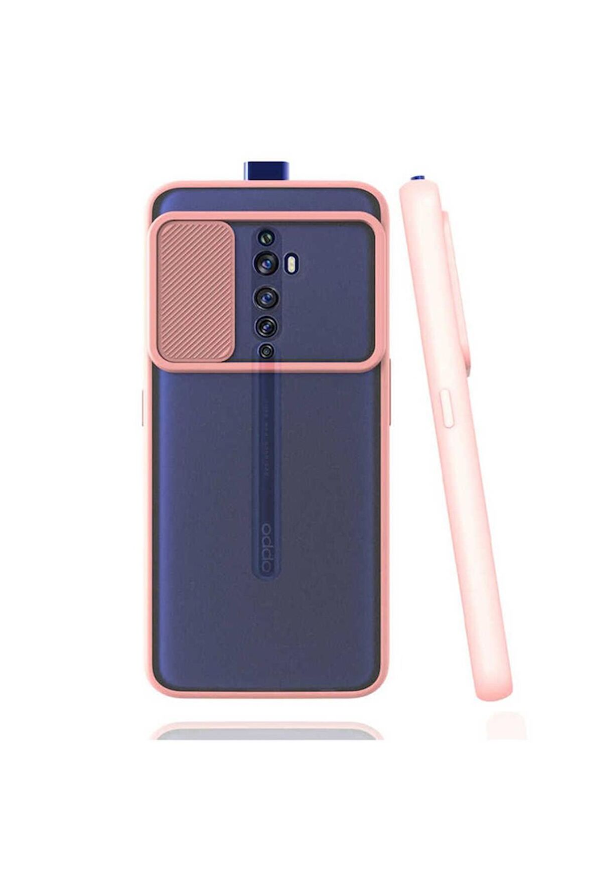 Oppo Reno 2Z Uyumlu Kılıf Lensi Kapak Pembe Açık