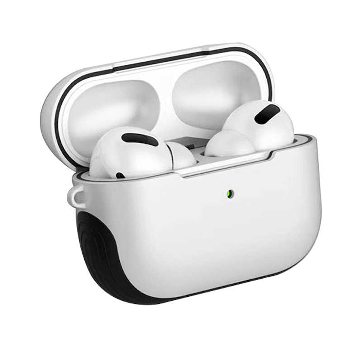 Apple Airpods Pro Uyumlu Kılıf Sert PC Ergonomik Tasarım Şık Çift Renkli Shockproof Silikon Beyaz