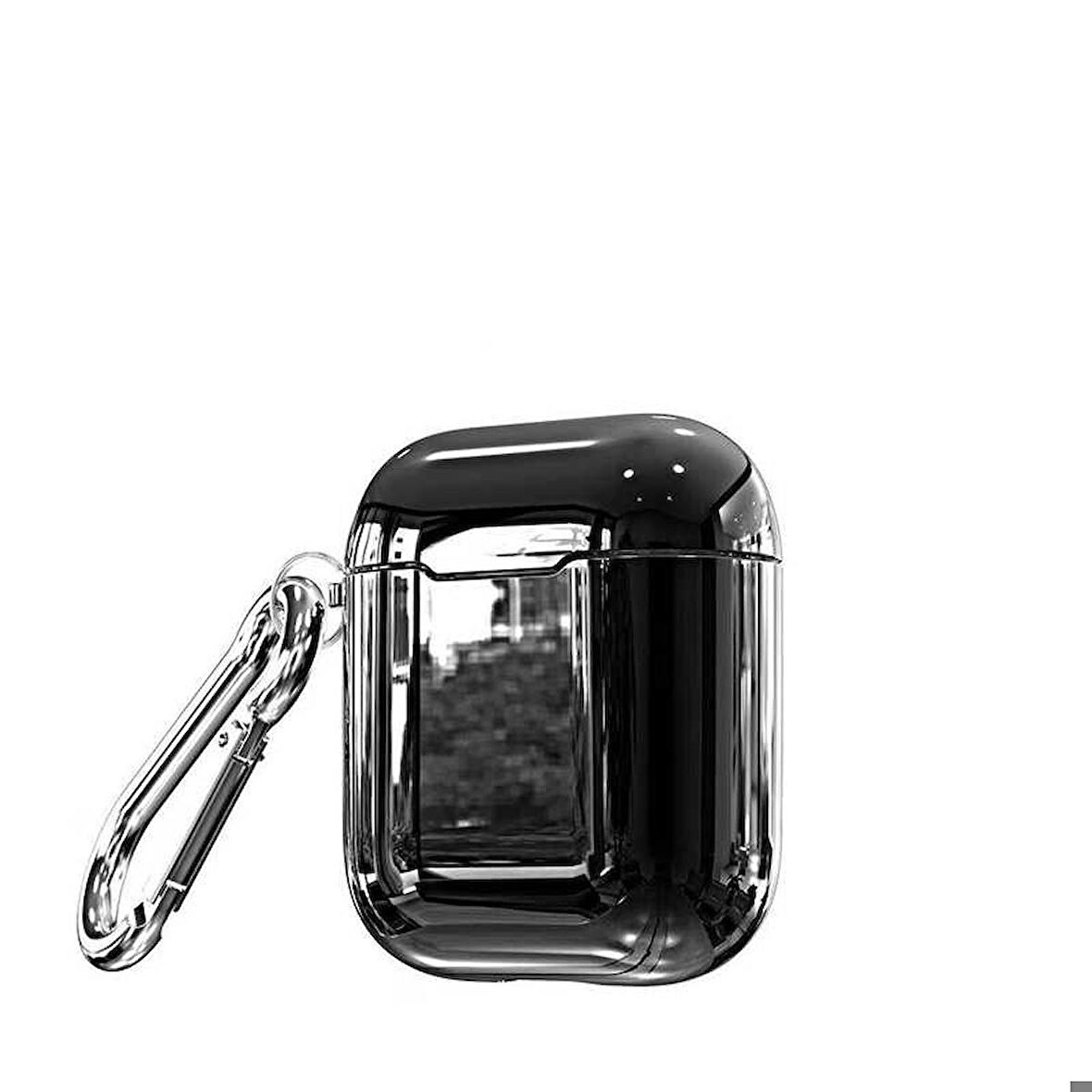 Apple Airpods Uyumlu Kılıf Polikarbon Tasarım Parlak Göz Alıcı Şık Silikon Airbag 08 Kılıf Siyah