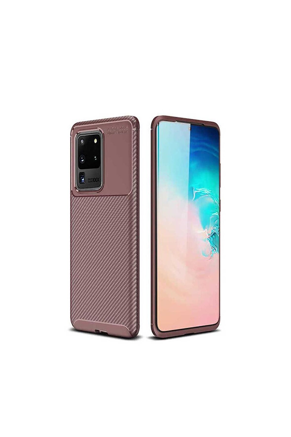 Samsung Galaxy S20 Ultra Uyumlu Kılıf Negro Silikon Kapak Kahverengi