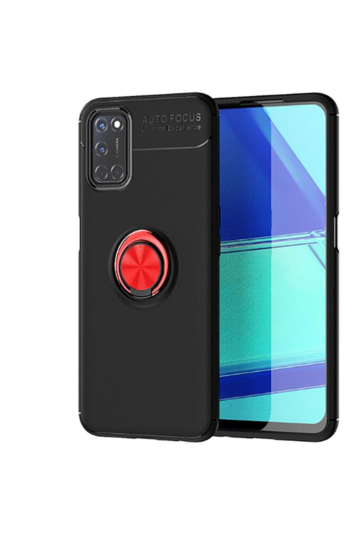 Oppo Reno Uyumlu A72 Kılıf Ravel Silikon Kapak Siyah-Kırmızı