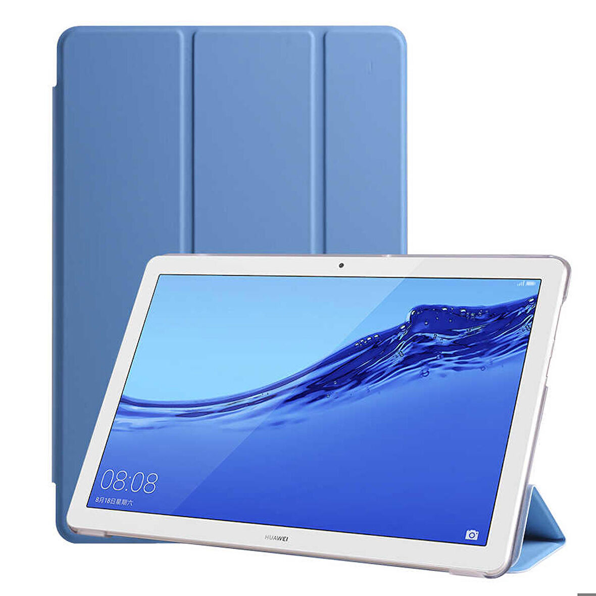 Huawei T5 10 inç Uyumlu Tablet Kılıfı Smart Cover Standlı Akıllı Kılıf Mavi