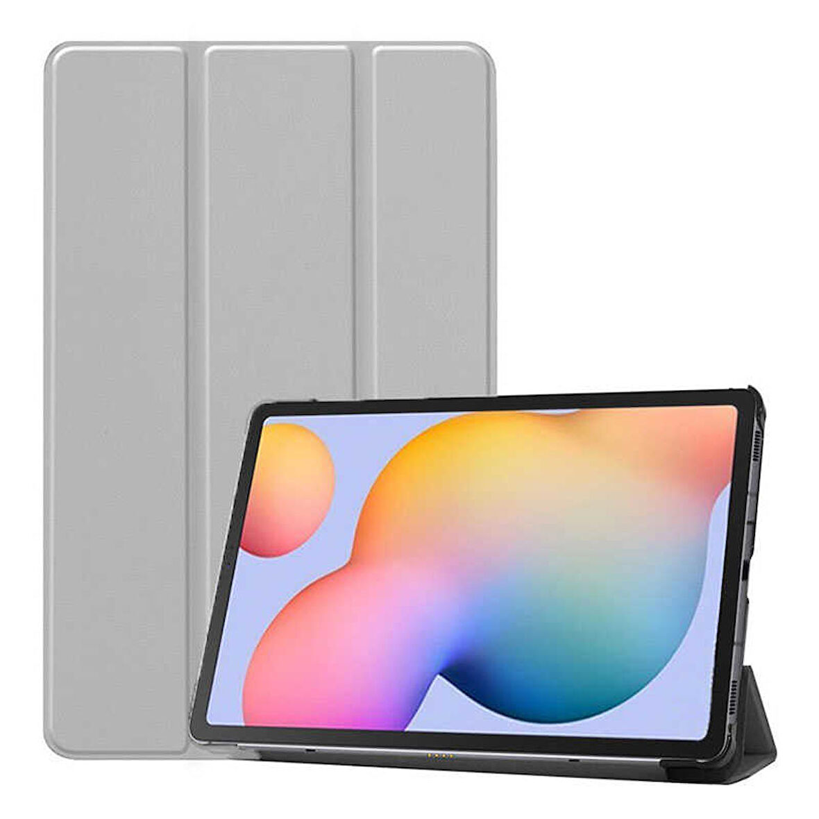 Samsung Galaxy Tab S6 Lite P610 Uyumlu Tablet Kılıfı Smart Cover Standlı Kılıf Gri