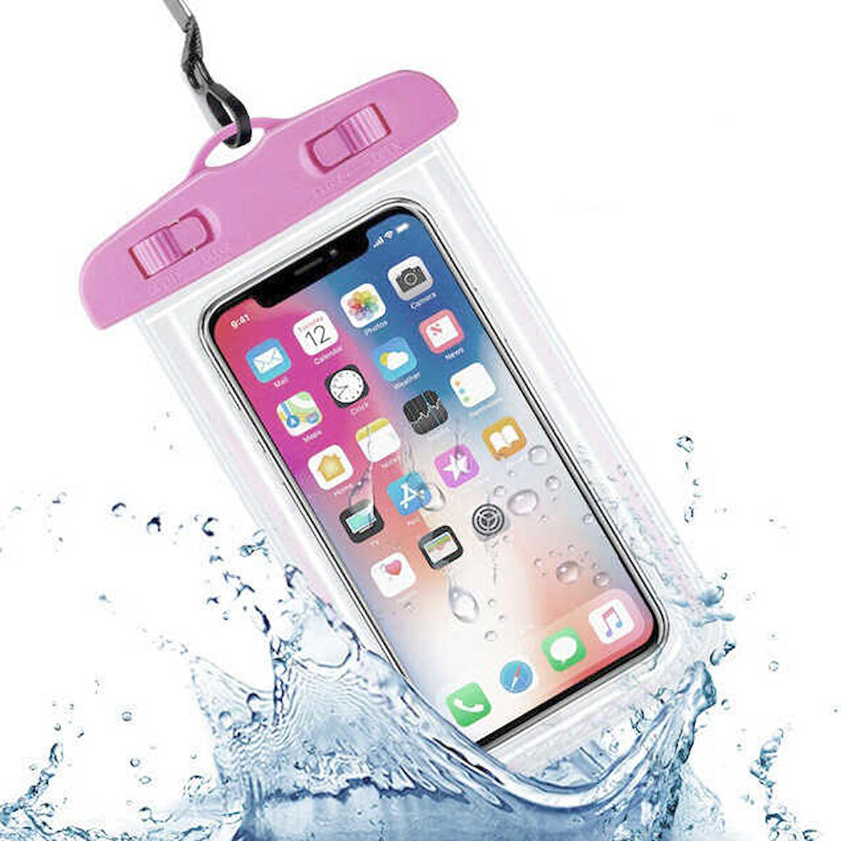 Standart Boy Su Geçirmez Üniversal Kılıf Pembe