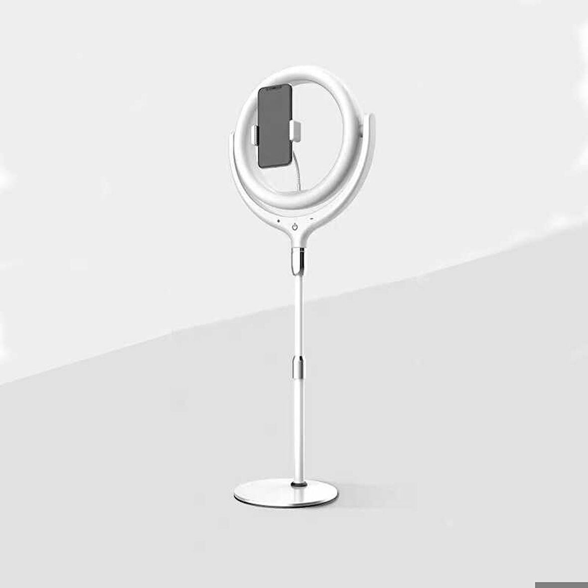 F-537 30 Cm Işıklı Telefon Tutucu Ring Light Beyaz