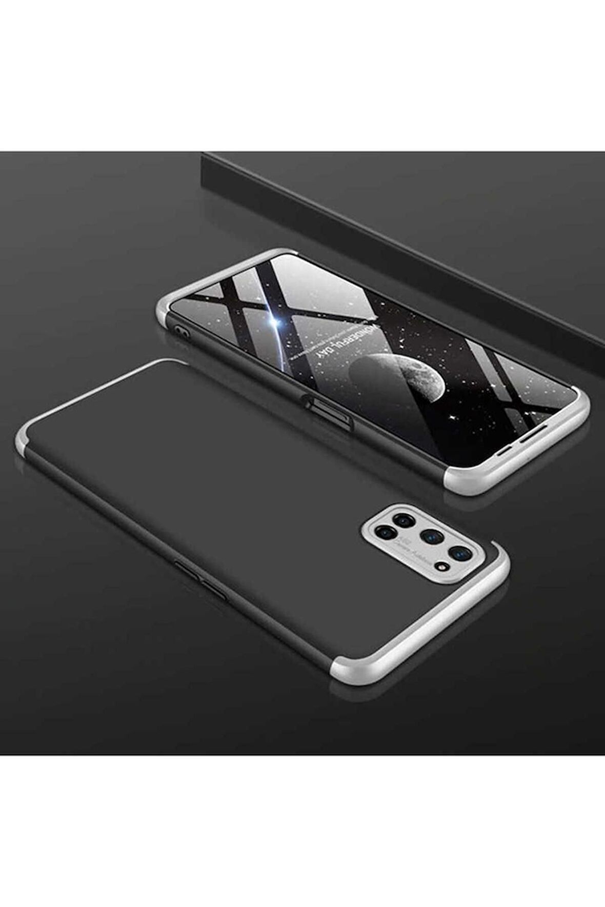 Oppo A72 Uyumlu Kılıf Ays Kapak Siyah-Gri