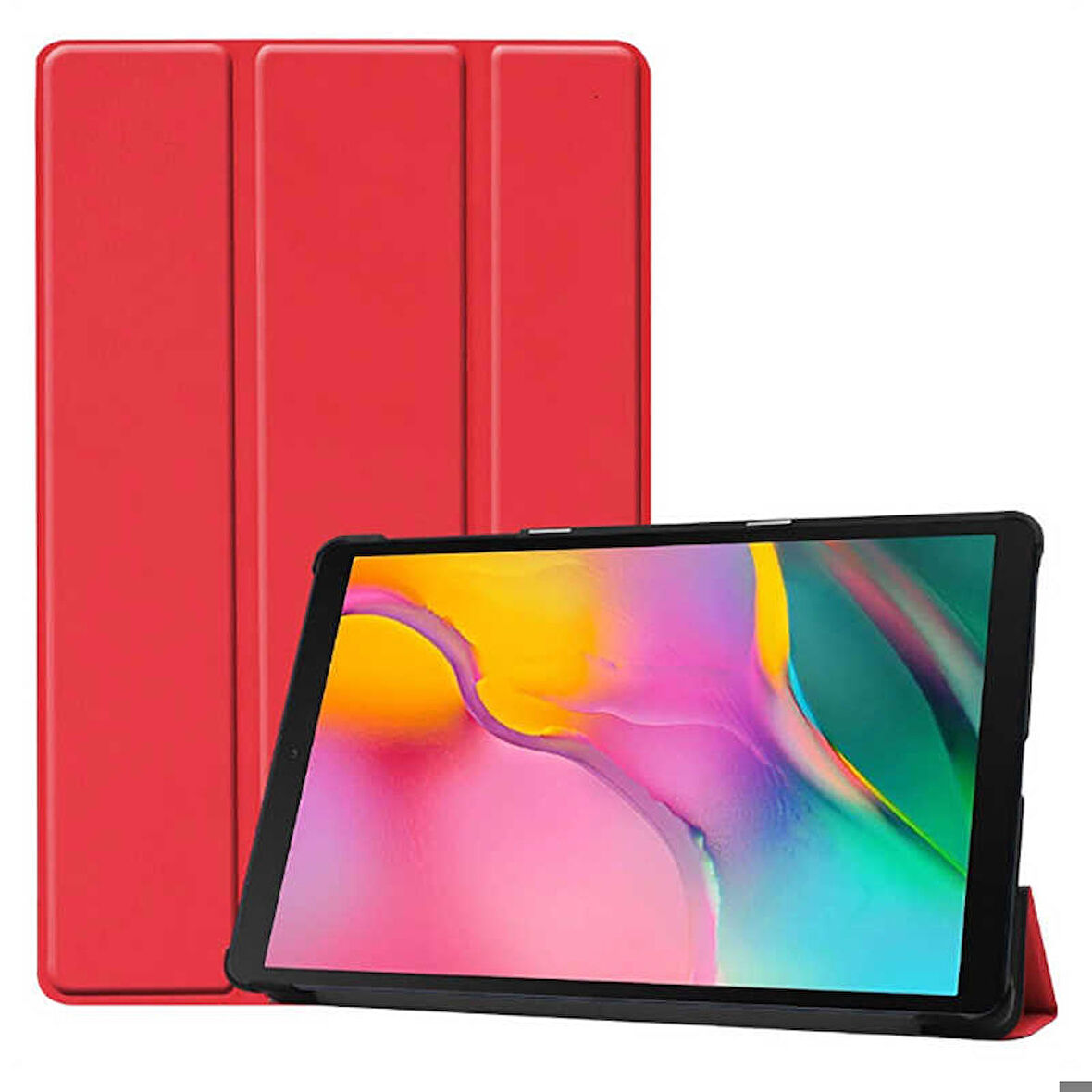 Huawei MatePad T8 Uyumlu Tablet Kılıfı Smart Cover Standlı Akıllı Kılıf Kırmızı