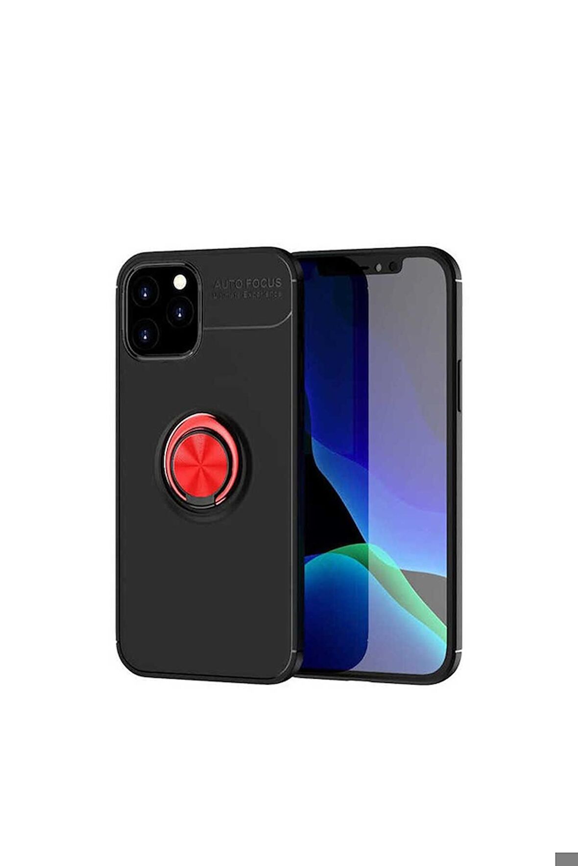 Apple iPhone 12 Pro Uyumlu Kılıf Ravel Silikon Kapak Siyah-Kırmızı