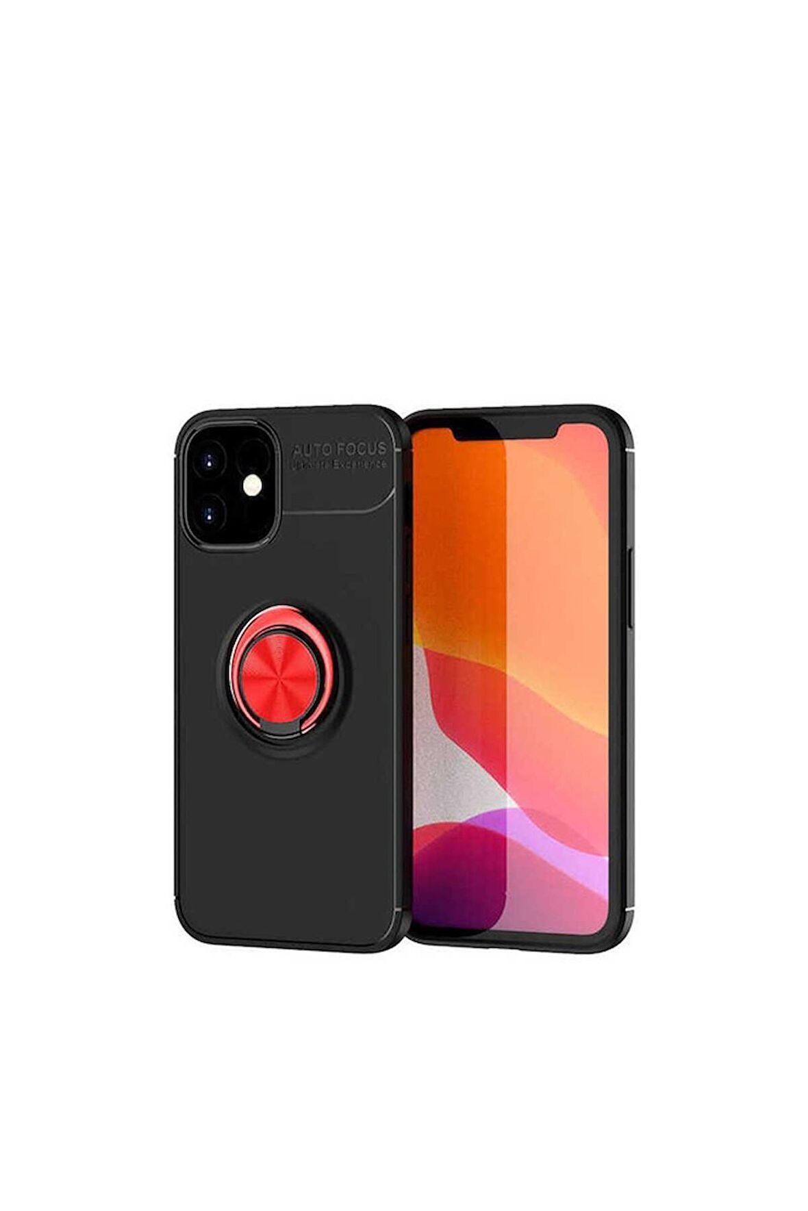 Apple iPhone 12 Uyumlu Kılıf Ravel Silikon Kapak Siyah-Kırmızı