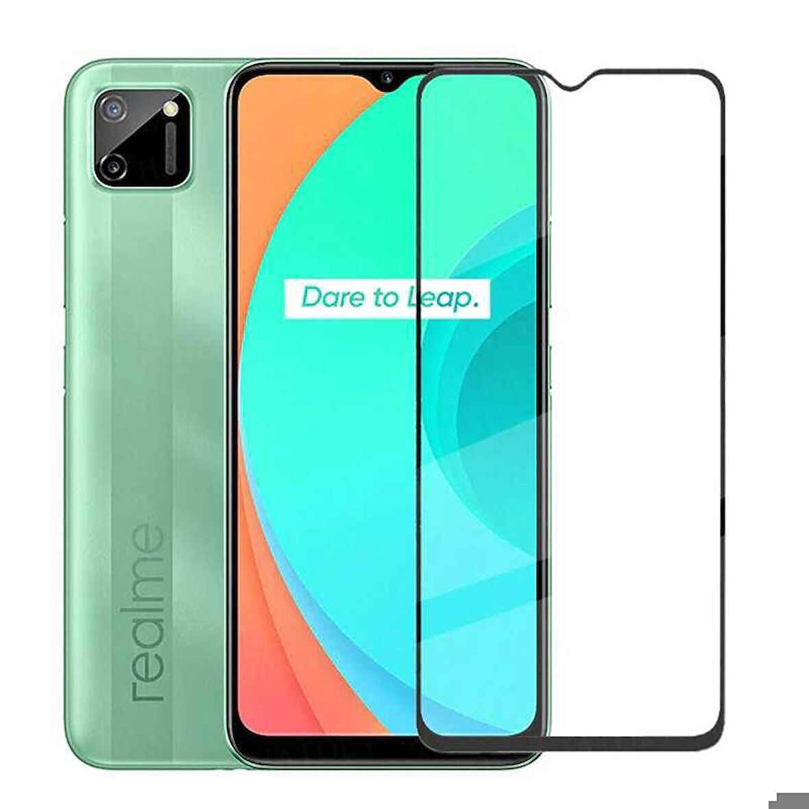 Realme C11 Uyumlu Kenarları Kırılmaya Dayanıklı Cam Ekran Koruyucu