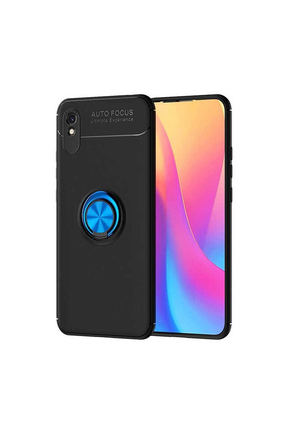 Xiaomi Redmi 9A Uyumlu Kılıf Ravel Silikon Kapak Siyah-Mavi
