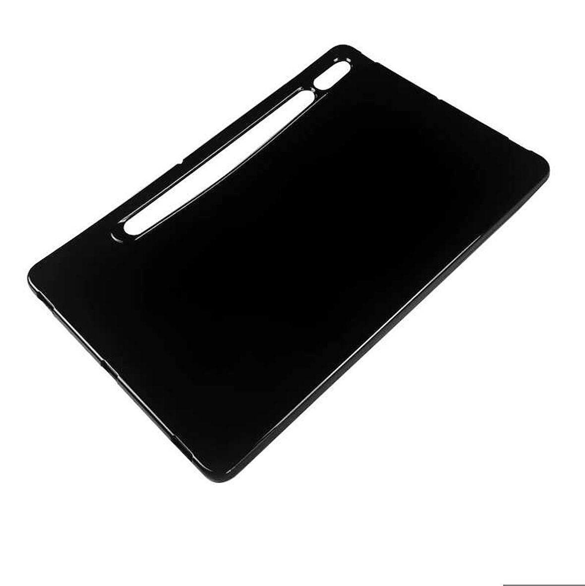 Samsung Galaxy Tab S7 T870 Uyumlu Tablet Kılıfı Şeffaf Süper Silikon Kapak Siyah