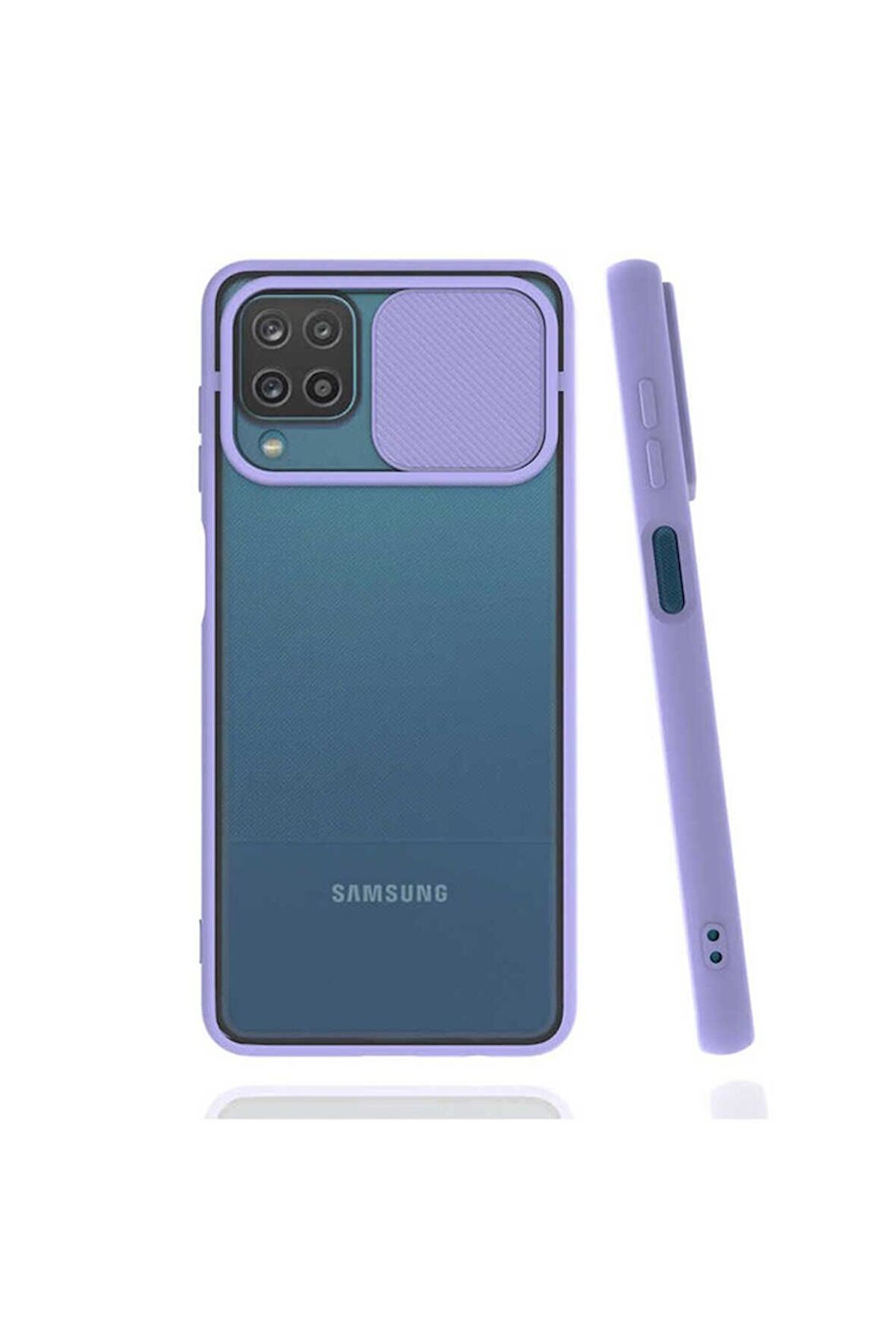 Samsung Galaxy A12 Uyumlu Kılıf Lensi Kapak Lila