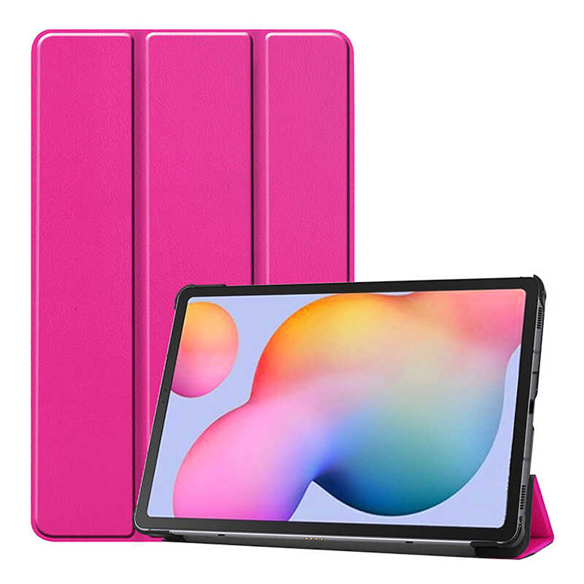 Samsung Galaxy Tab A7 10.4 T500 (2020) Uyumlu Tablet Kılıfı Smart Cover Standlı Kılıf Pembe