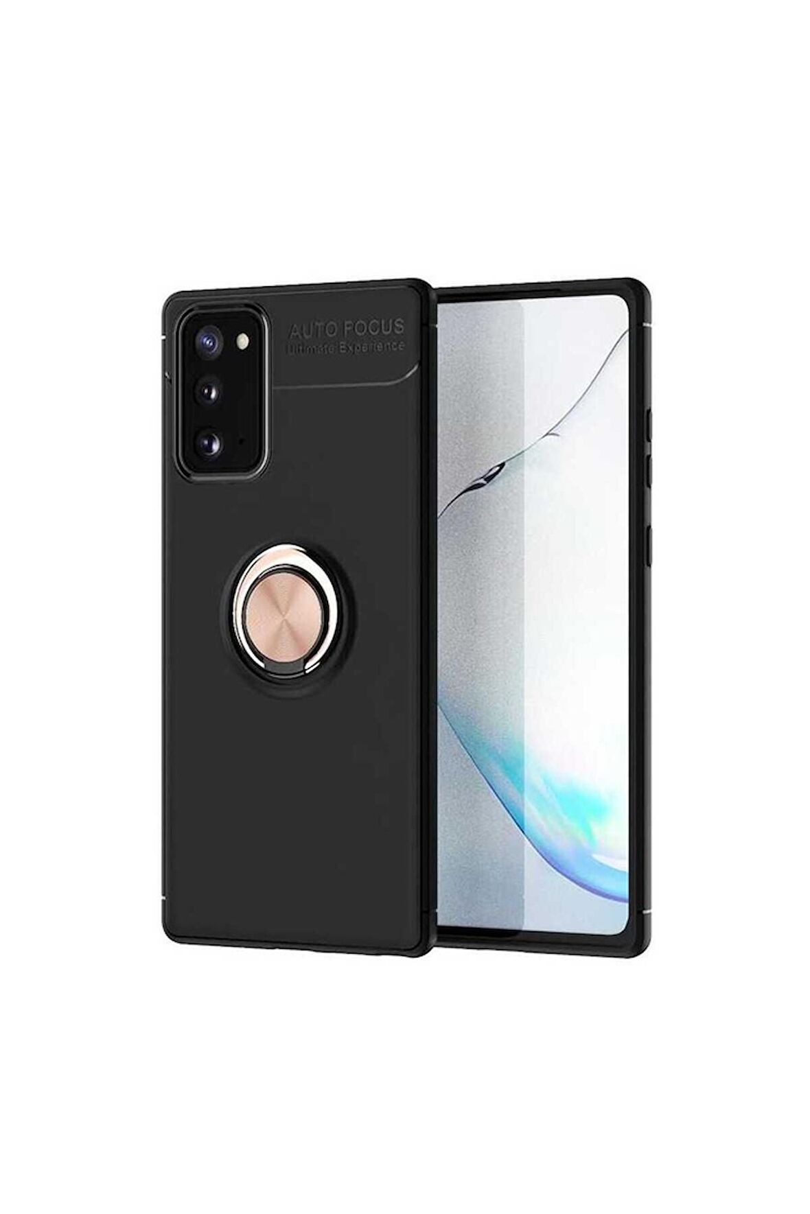 Samsung Galaxy Note 20 Uyumlu Kılıf Ravel Silikon Kapak Siyah-Rose Gold