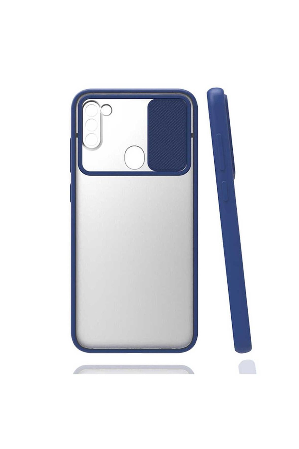 Samsung Galaxy M11 Uyumlu Kılıf Lensi Kapak Lacivert