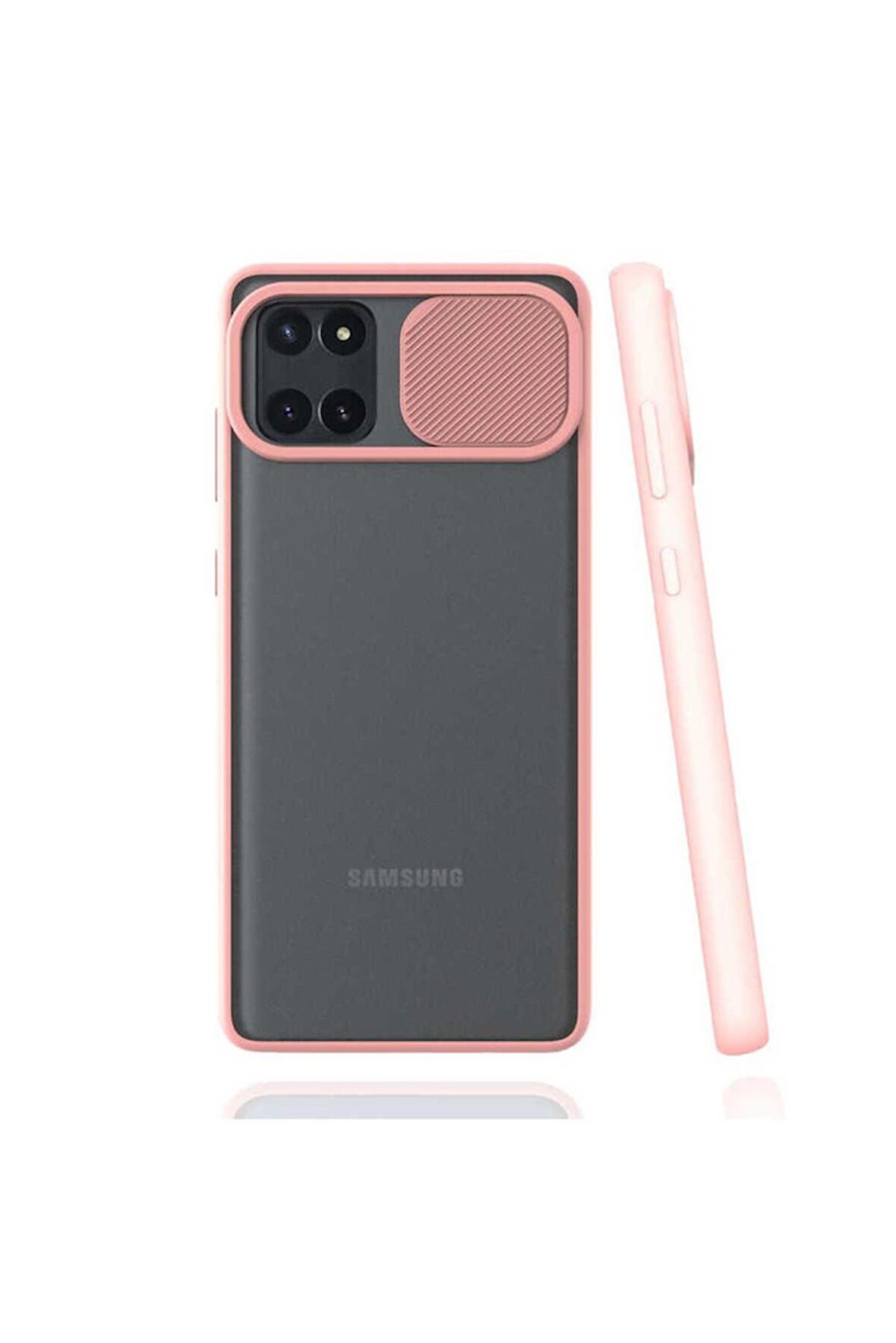 Samsung Galaxy A81 (Note 10 Lite) Uyumlu Kılıf Lensi Kapak Pembe Açık