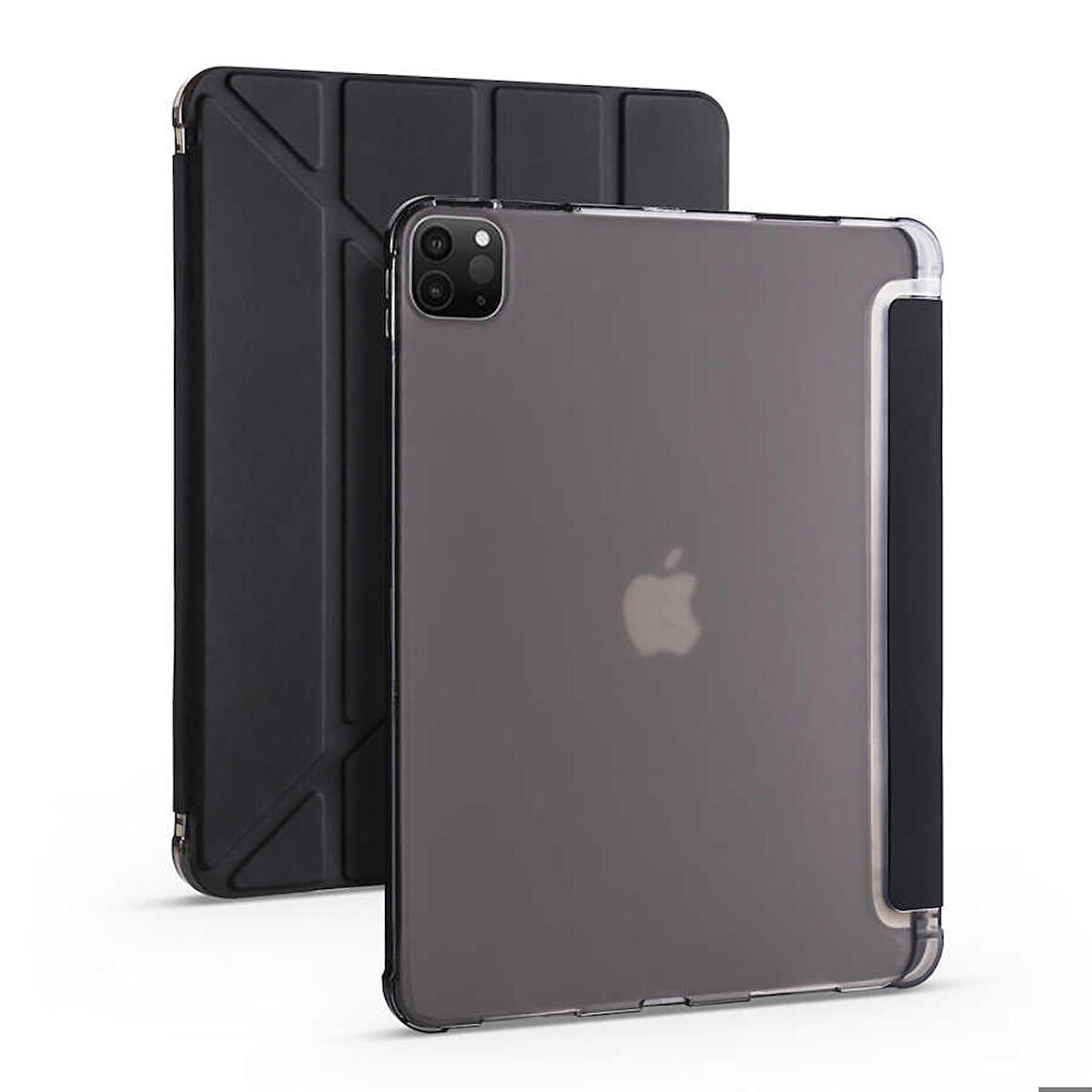 Apple iPad Pro 11 2020 (2.Nesil) Uyumlu Tri Folding Kalem Bölmeli Tablet Kılıfı Siyah