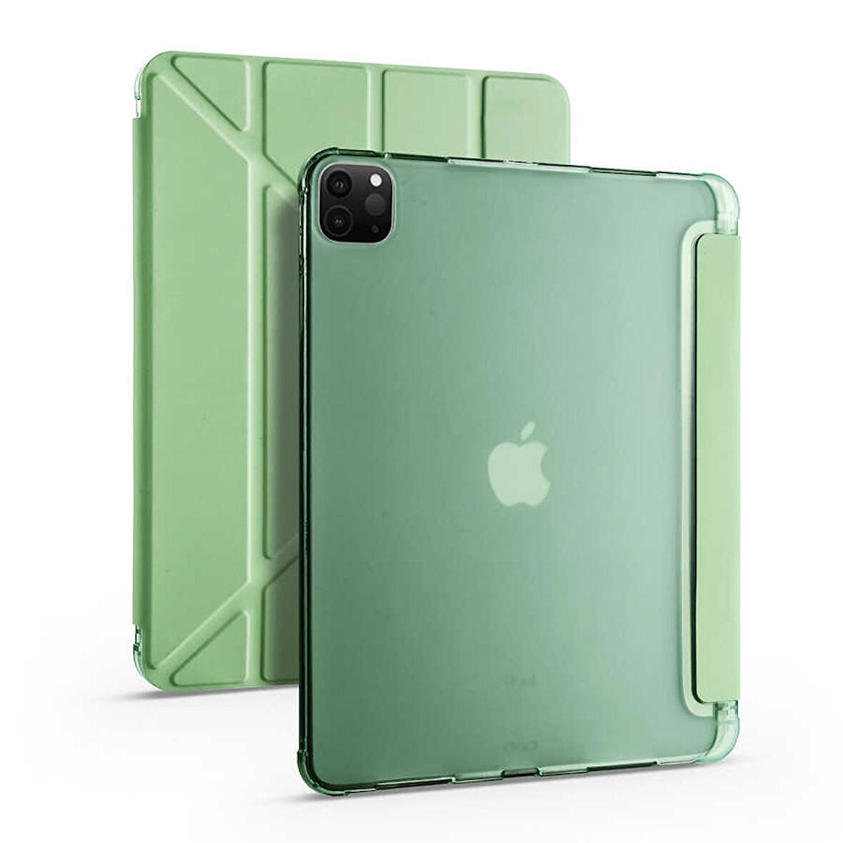 Apple iPad Pro 11 2020 (2.Nesil) Uyumlu Tri Folding Kalem Bölmeli Tablet Kılıfı Açık Yeşil