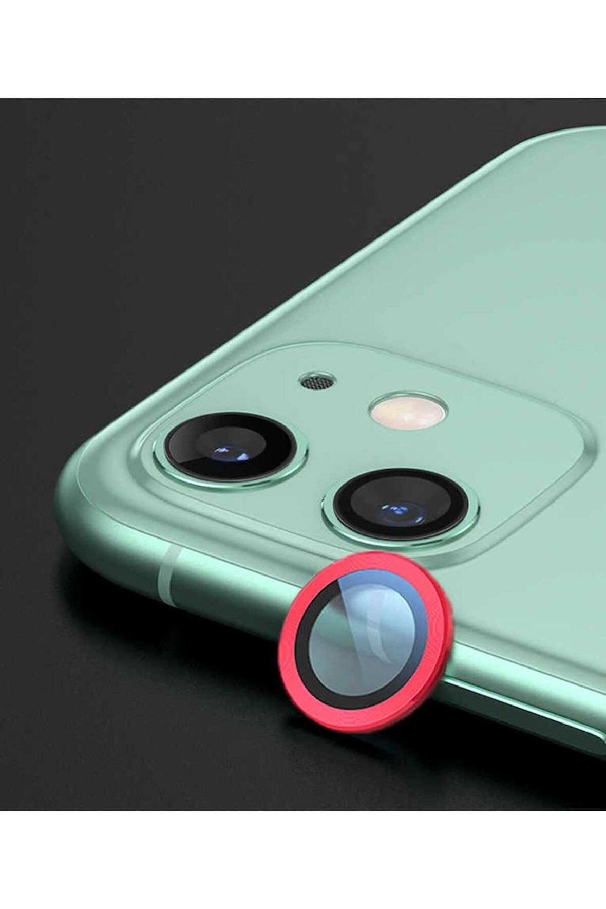 Apple iPhone 12 Mini Uyumlu CL-02 Kamera Lens Koruyucu Kırmızı
