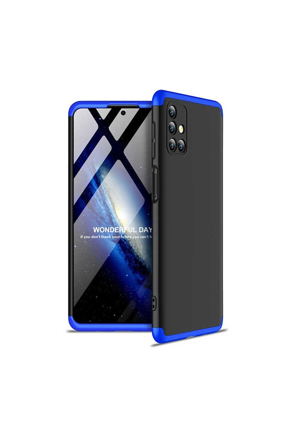 Samsung Galaxy M31S Uyumlu Kılıf Ays Kapak Siyah-Mavi