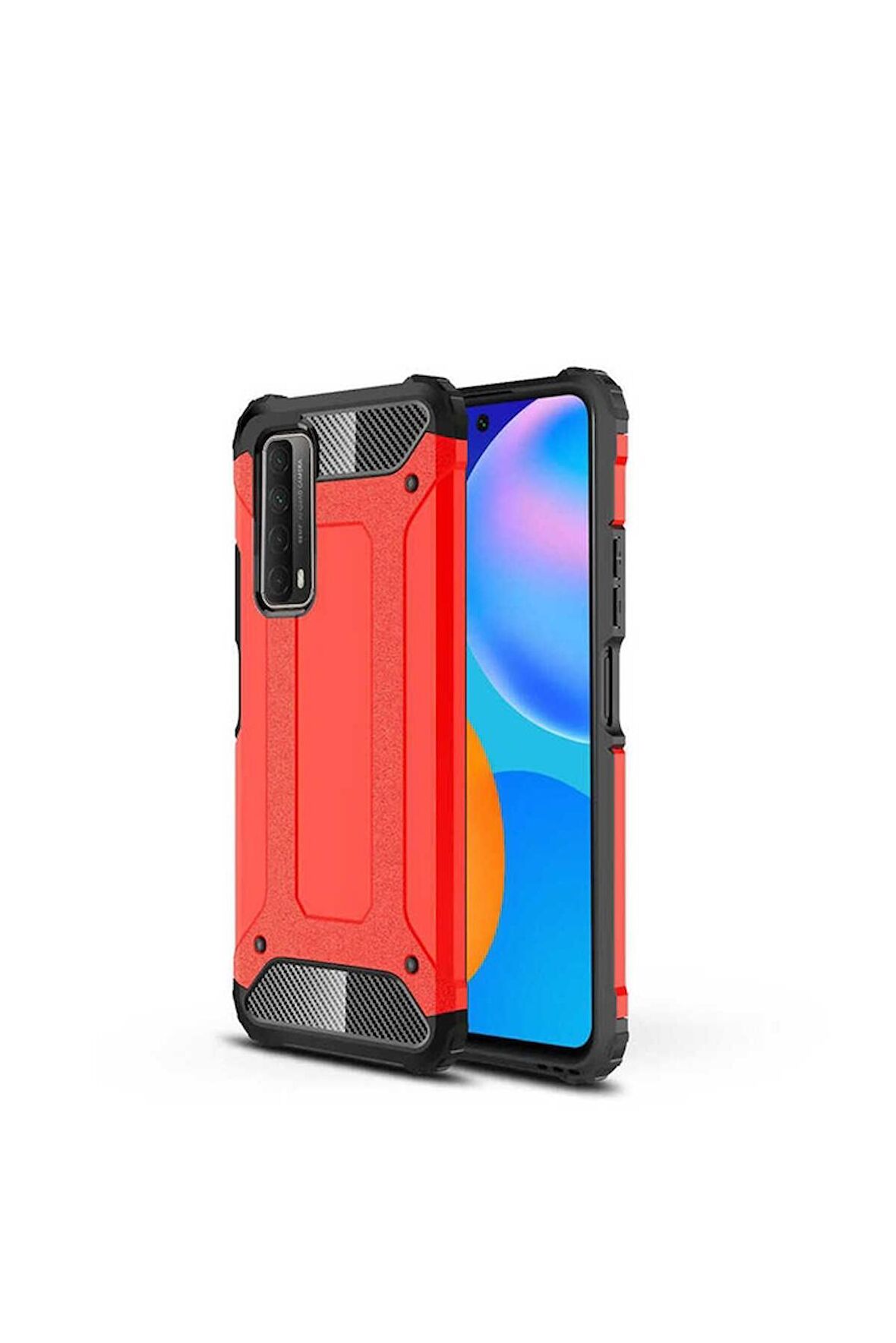 Huawei P Smart 2021 Uyumlu Kılıf Crash Silikon Kapak Kırmızı