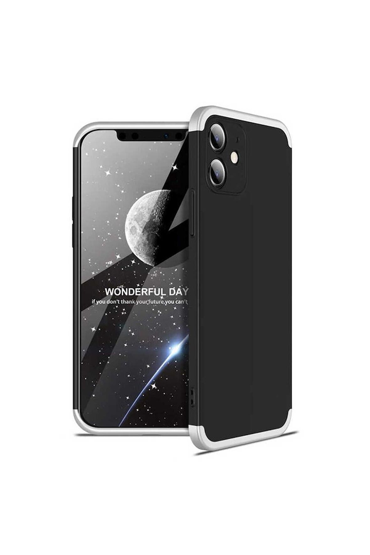 Apple iPhone 12 Uyumlu Kılıf Ays Kapak Siyah-Gri