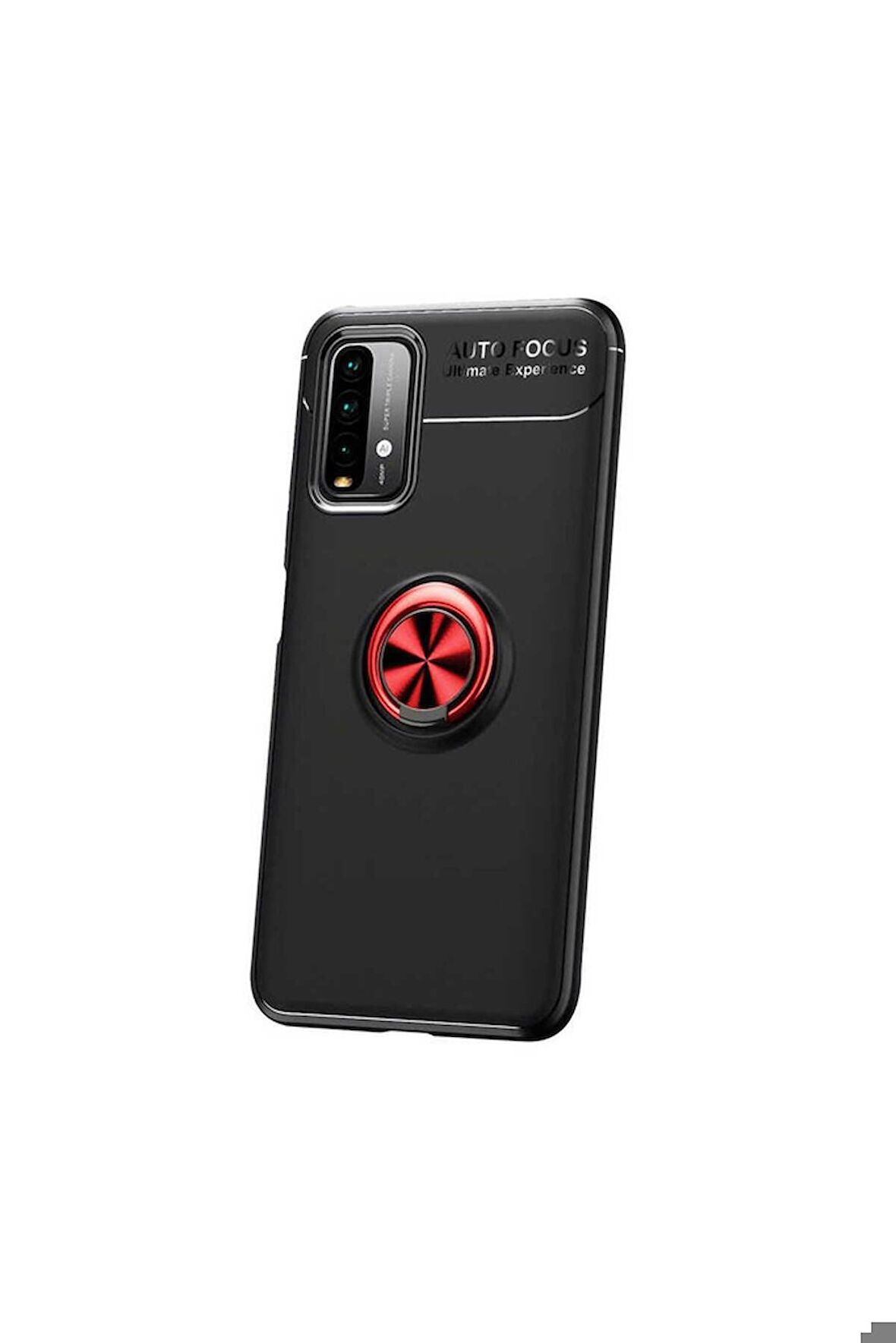 Xiaomi Redmi 9T Uyumlu Kılıf Ravel Silikon Kapak Siyah-Kırmızı