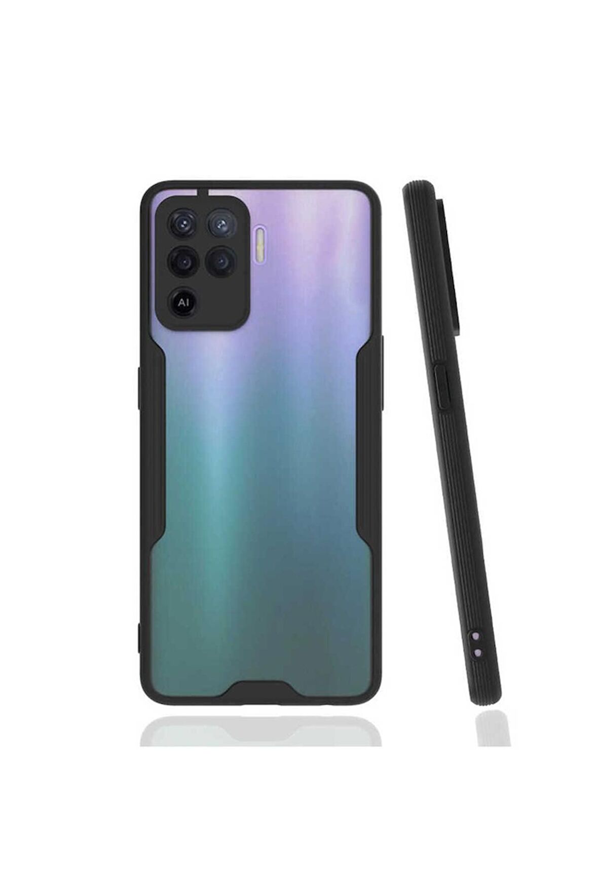 Oppo Reno 5 Lite Uyumlu Kılıf Parfe Kapak Siyah