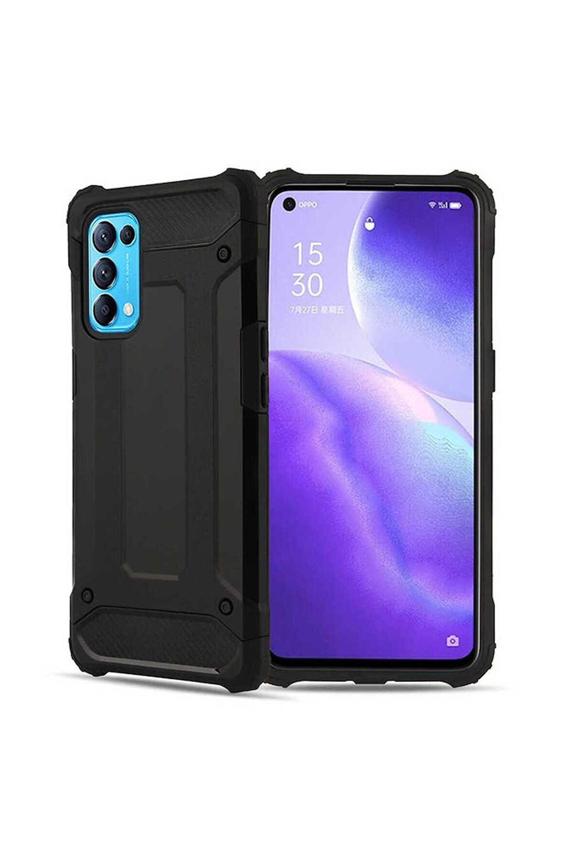 Oppo Reno 5 5G Uyumlu Kılıf Crash Silikon Kapak Siyah