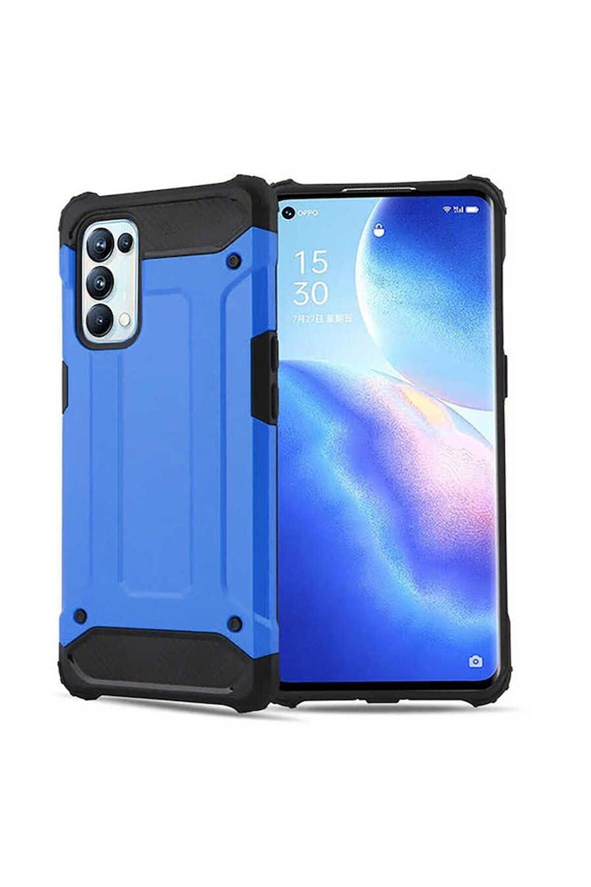 Oppo Reno 5 Pro 5G Uyumlu Kılıf Crash Silikon Kapak Mavi