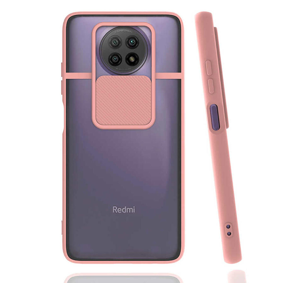 Xiaomi Redmi Note 9 5G Uyumlu Kılıf Lensi Kapak Pembe Açık