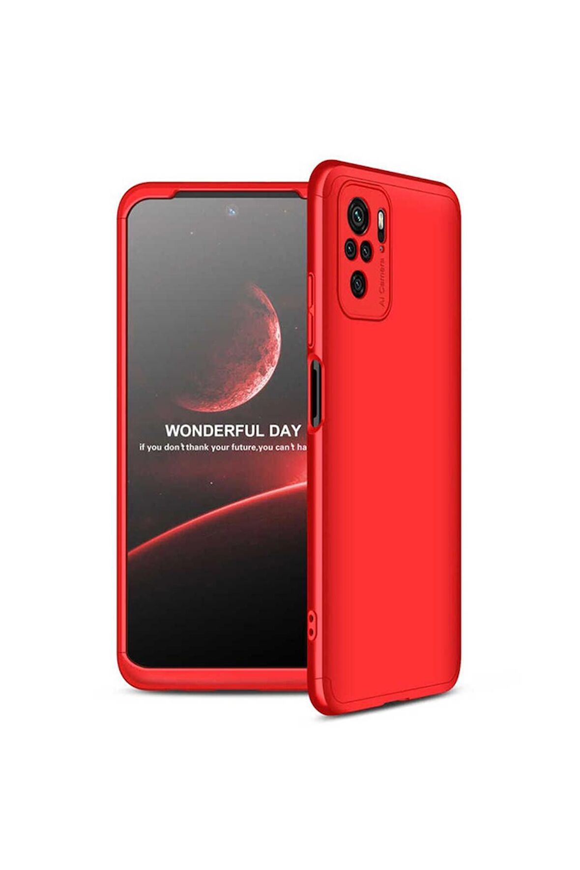 Xiaomi Redmi Note 10 Uyumlu Kılıf Ays Kapak Kırmızı