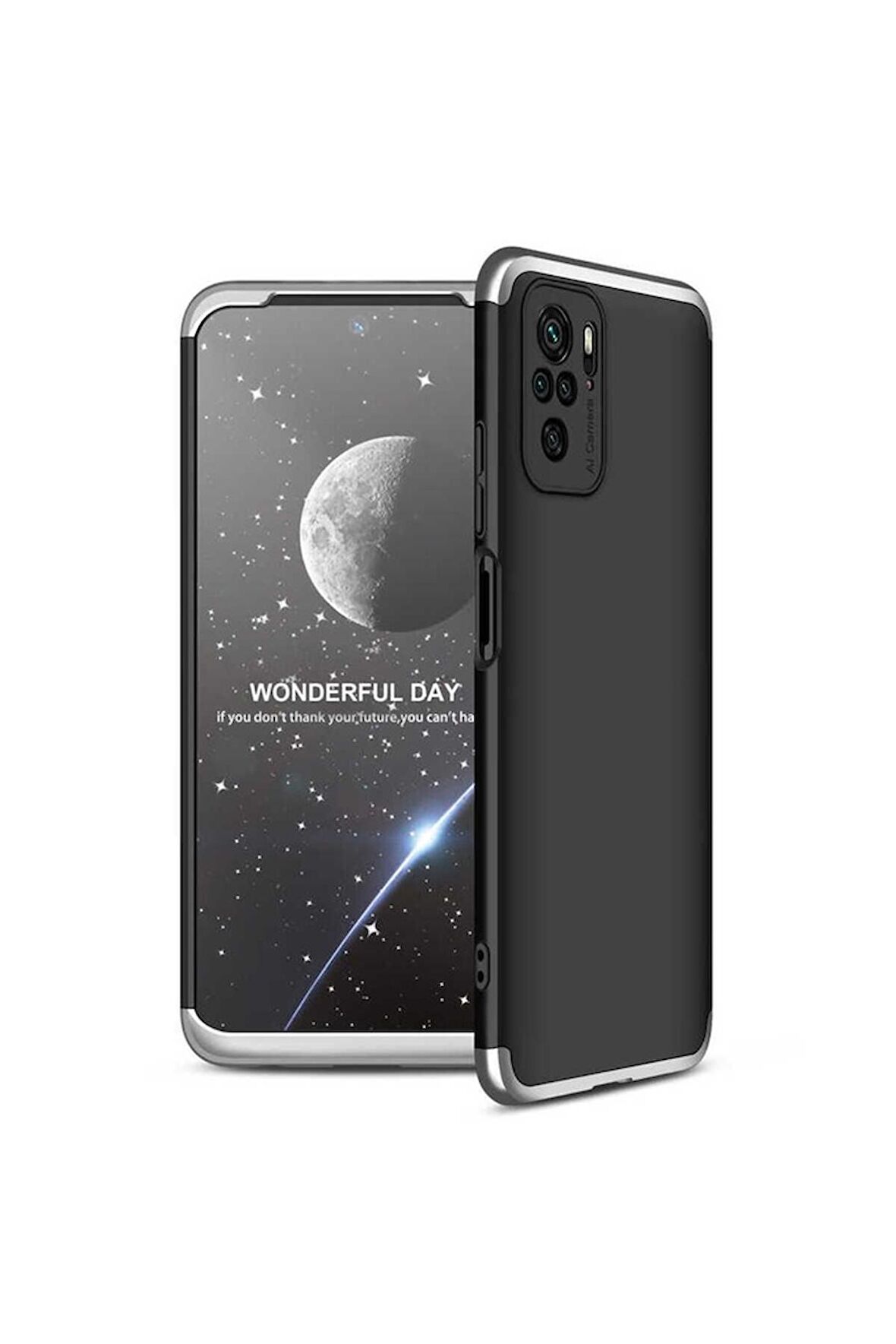 Xiaomi Redmi Note 10S Uyumlu Kılıf Ays Kapak Siyah-Gri