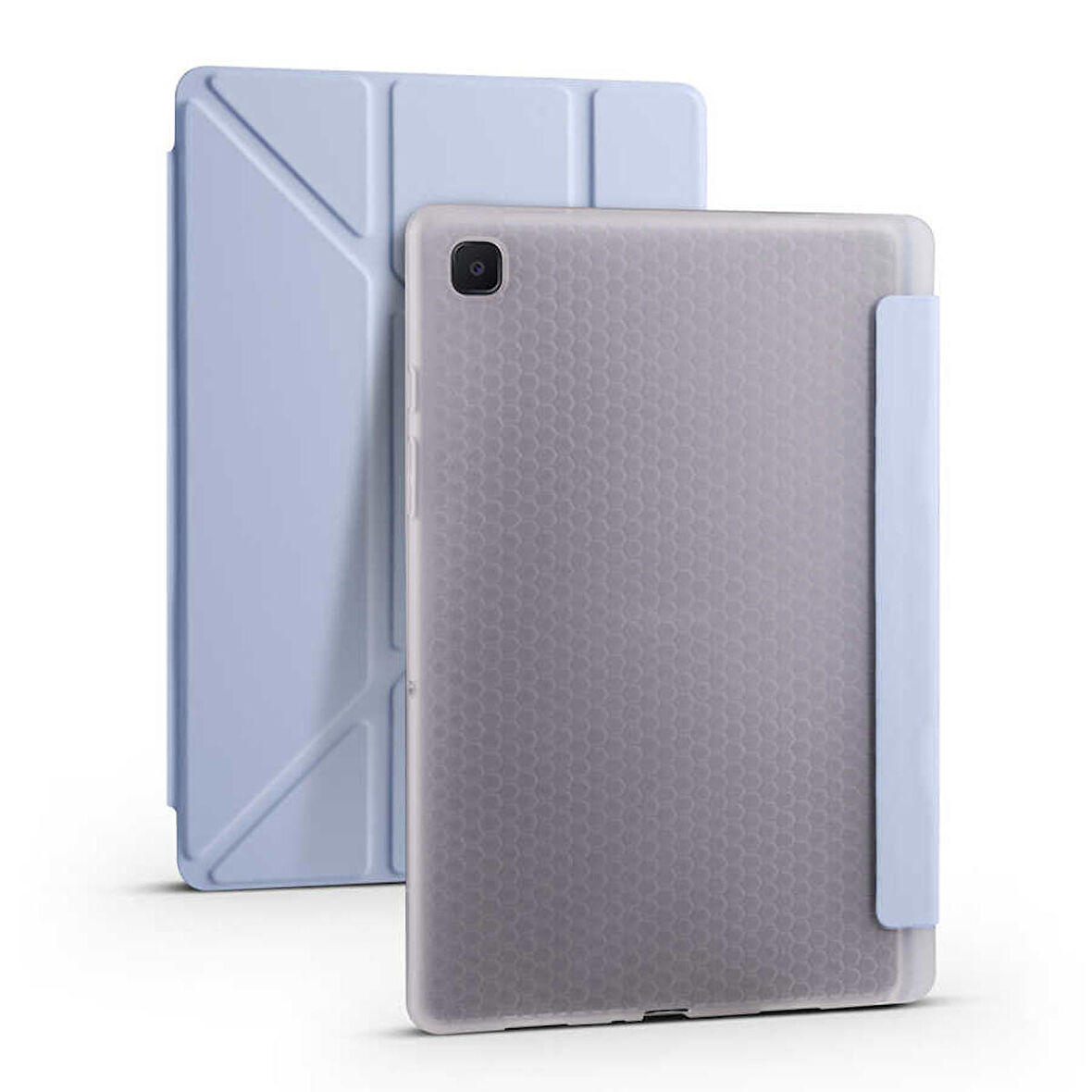 Samsung Galaxy Tab A7 10.4 T500 2020 Uyumlu Tablet Kılıfı Tri Folding Kalem Bölmeli Kılıf Mavi