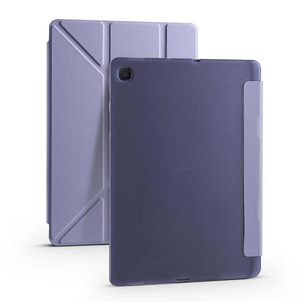 Samsung Galaxy Tab A7 10.4 T500 2020 Uyumlu Tablet Kılıfı Tri Folding Kalem Bölmeli Kılıf Mor